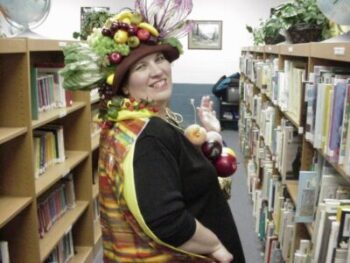 Sarah Poff in the School Library